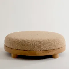 Nomad Doğal Ahşap Teddy Kumaş Puf & Bench X Large