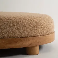 Nomad Doğal Ahşap Teddy Kumaş Puf & Bench X Large