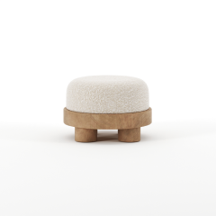 Nomad Doğal Ahşap Teddy Kumaş Puf & Bench Small