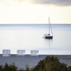 Sun 2 Kişilik Gölgelikli Perdeli Şezlong Havuz Başı Daybed Plaj Yatağı Sunbed